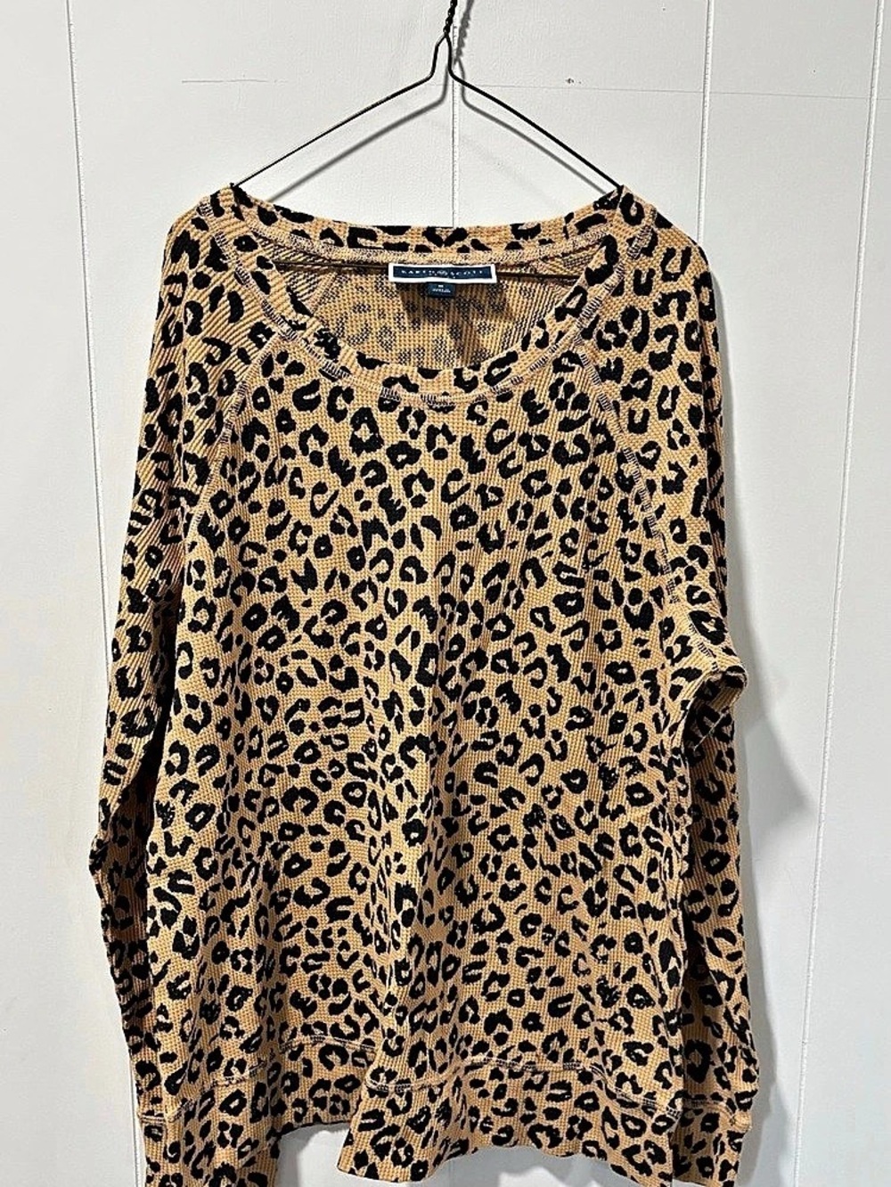 Karen Scott Leopard Print Cotton Sweater Size Medium Like New